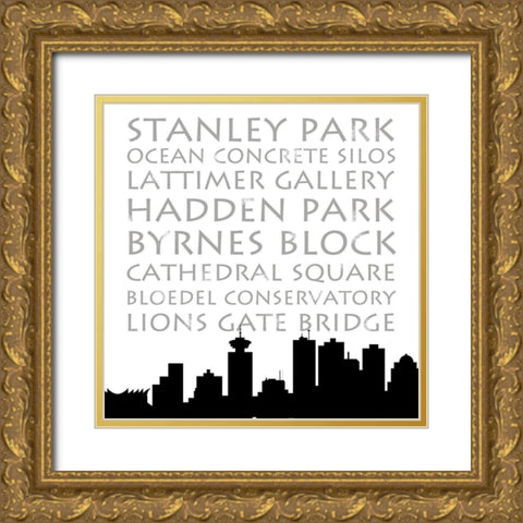 Vancouver Skyline Square Gold Ornate Wood Framed Art Print with Double Matting by Quach, Anna