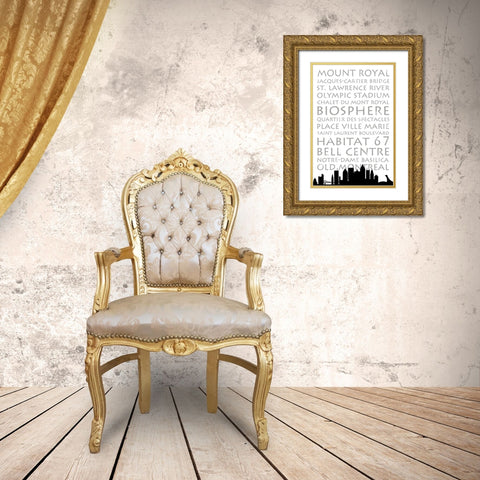 Montreal Skyline Gold Ornate Wood Framed Art Print with Double Matting by Quach, Anna