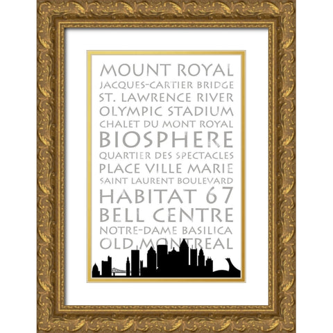 Montreal Skyline Gold Ornate Wood Framed Art Print with Double Matting by Quach, Anna