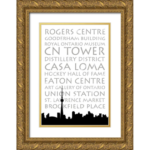 Toronto Skyline Gold Ornate Wood Framed Art Print with Double Matting by Quach, Anna