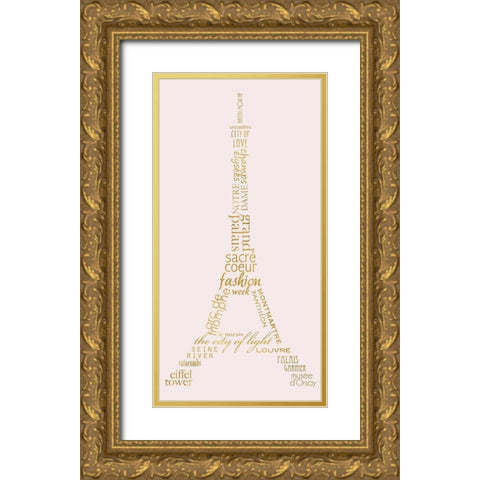 Paris Panel Gold Ornate Wood Framed Art Print with Double Matting by Quach, Anna