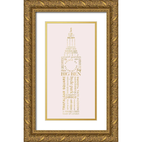 London Panel Gold Ornate Wood Framed Art Print with Double Matting by Quach, Anna
