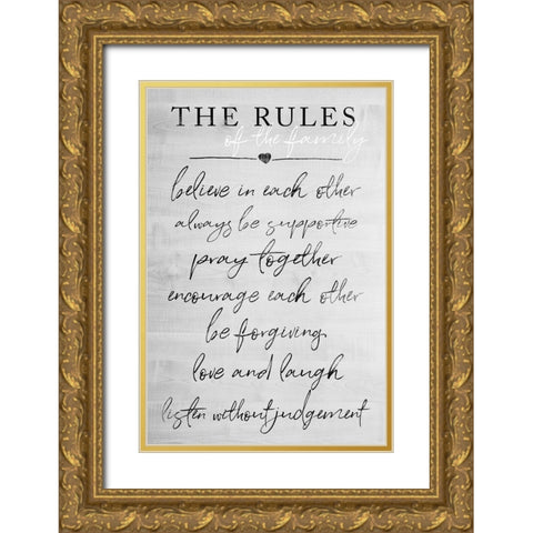 Family Rules Gold Ornate Wood Framed Art Print with Double Matting by Quach, Anna