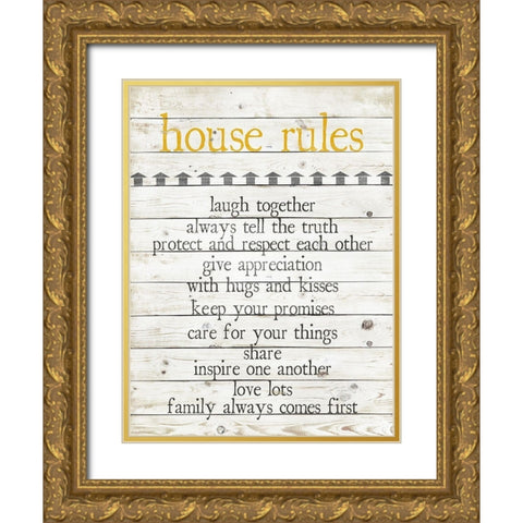 House Rules Gold Ornate Wood Framed Art Print with Double Matting by Quach, Anna