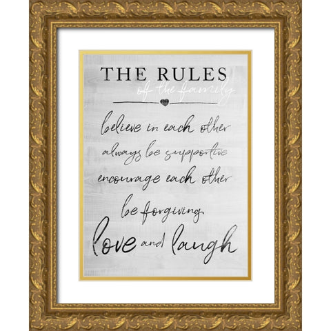 Family Rules Gold Ornate Wood Framed Art Print with Double Matting by Quach, Anna