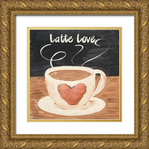 Latte Love Square Gold Ornate Wood Framed Art Print with Double Matting by Acosta
