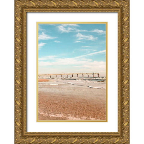 Beach Shores Panel II Gold Ornate Wood Framed Art Print with Double Matting by Acosta