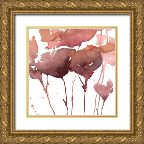 Warm Rainy Wildflowers I Gold Ornate Wood Framed Art Print with Double Matting by Loreth, Lanie