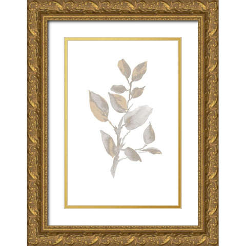 Gray Philodendron Branch I Gold Ornate Wood Framed Art Print with Double Matting by Loreth, Lanie