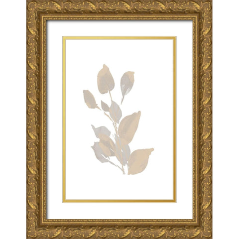 Gray Philodendron Branch II Gold Ornate Wood Framed Art Print with Double Matting by Loreth, Lanie