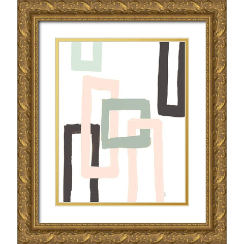 Pastel Blocks I Gold Ornate Wood Framed Art Print with Double Matting by Loreth, Lanie