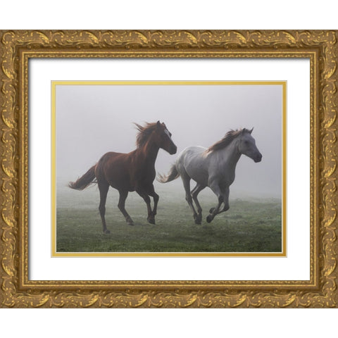 Running Wild Gold Ornate Wood Framed Art Print with Double Matting by Walker, Carol