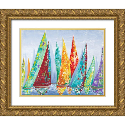 Offshore Sailboat Race Gold Ornate Wood Framed Art Print with Double Matting by Ritter, Gina
