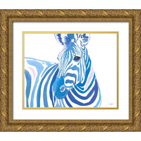 Vibrant Zebra Gold Ornate Wood Framed Art Print with Double Matting by Goodrich, Chelsea