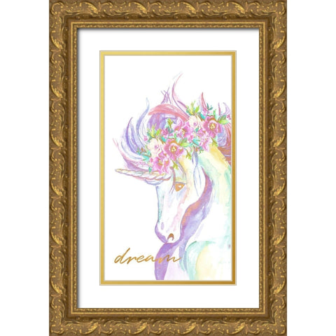 Unicorn Wishes II Gold Ornate Wood Framed Art Print with Double Matting by Goodrich, Chelsea