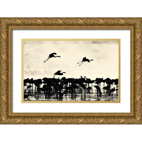 Heading East Gold Ornate Wood Framed Art Print with Double Matting by Niassa Lion Project