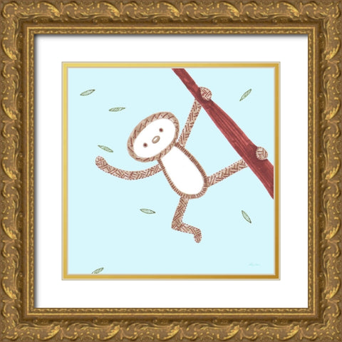 Monkey Love Gold Ornate Wood Framed Art Print with Double Matting by Edwins, Hugo