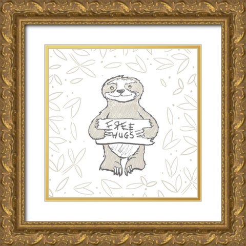 Animal Hugs I Gold Ornate Wood Framed Art Print with Double Matting by Edwins, Hugo