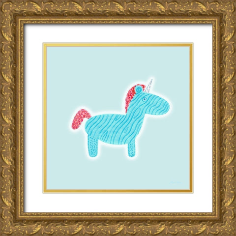 Unicorn Love Gold Ornate Wood Framed Art Print with Double Matting by Edwins, Hugo