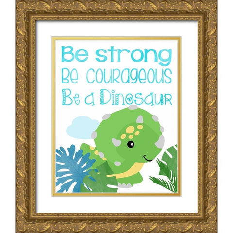 Dino Party I Gold Ornate Wood Framed Art Print with Double Matting by Quach, Anna