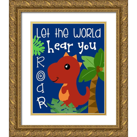 Dino II Gold Ornate Wood Framed Art Print with Double Matting by Quach, Anna