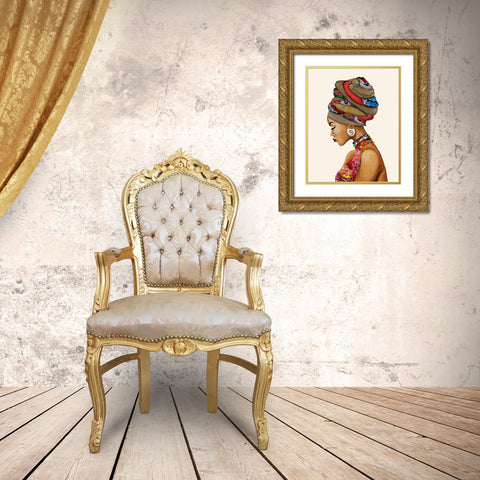 African Goddess Gold Ornate Wood Framed Art Print with Double Matting by Ritter, Gina