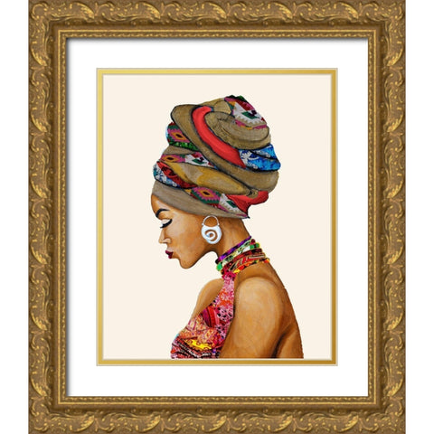 African Goddess Gold Ornate Wood Framed Art Print with Double Matting by Ritter, Gina