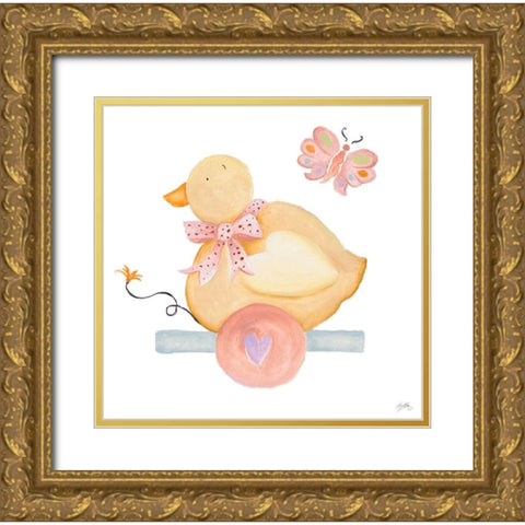 Whimsical Duck Gold Ornate Wood Framed Art Print with Double Matting by Medley, Elizabeth