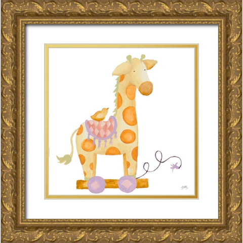 Whimsical Giraffe Gold Ornate Wood Framed Art Print with Double Matting by Medley, Elizabeth