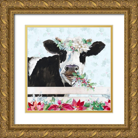 Holiday Crazy Cow Gold Ornate Wood Framed Art Print with Double Matting by Pinto, Patricia
