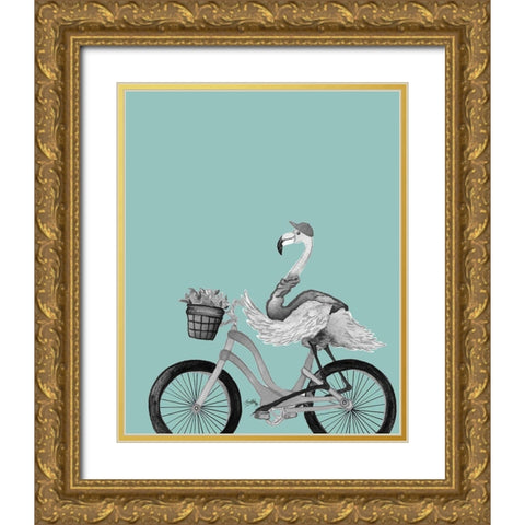 What A Wild Ride On Teal I Gold Ornate Wood Framed Art Print with Double Matting by Medley, Elizabeth