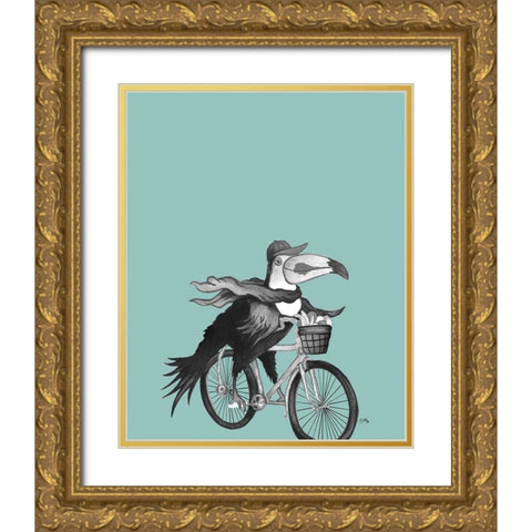 What a Wild Ride on Teal II Gold Ornate Wood Framed Art Print with Double Matting by Medley, Elizabeth