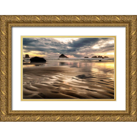Pacific Low Tide Gold Ornate Wood Framed Art Print with Double Matting by Amos, Andy