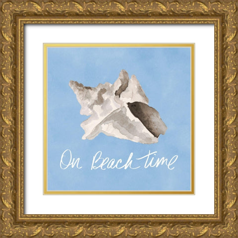 On Beach Time Shell Gold Ornate Wood Framed Art Print with Double Matting by Loreth, Lanie