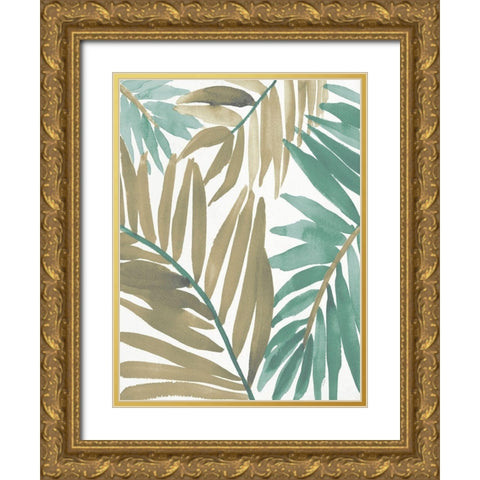 Teal Palm Design I Gold Ornate Wood Framed Art Print with Double Matting by Loreth, Lanie