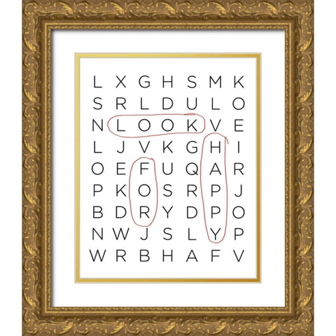 Crossword Puzzle I Gold Ornate Wood Framed Art Print with Double Matting by Quach, Anna
