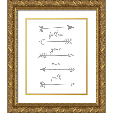Follow Your Own Path Gold Ornate Wood Framed Art Print with Double Matting by Quach, Anna