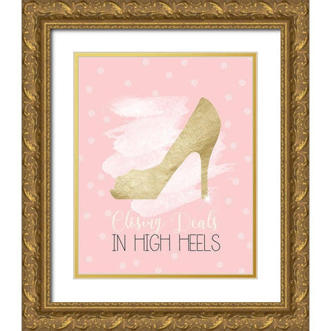 Closing Deals Gold Ornate Wood Framed Art Print with Double Matting by Quach, Anna