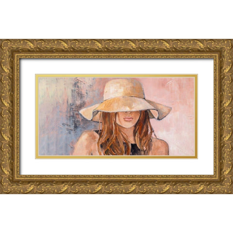 Woman In Hat Gold Ornate Wood Framed Art Print with Double Matting by Loreth, Lanie