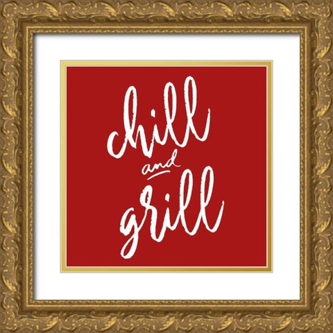 Chill And Grill Gold Ornate Wood Framed Art Print with Double Matting by SD Graphics Studio