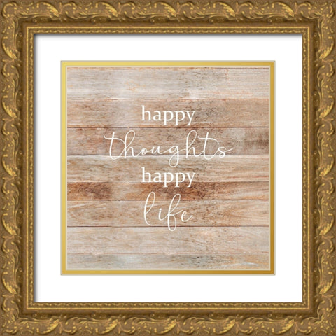 Happy Thoughts Gold Ornate Wood Framed Art Print with Double Matting by Quach, Anna