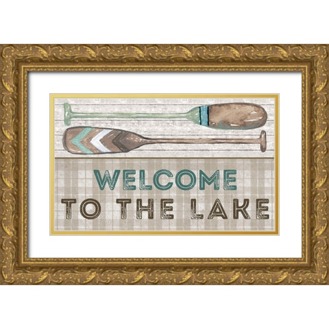 Welcome to the Lake Gold Ornate Wood Framed Art Print with Double Matting by Medley, Elizabeth