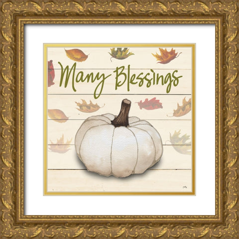 Happy Harvest Sayings III Gold Ornate Wood Framed Art Print with Double Matting by Medley, Elizabeth