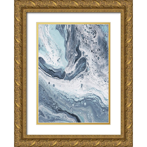 Blue Oil Spill II Gold Ornate Wood Framed Art Print with Double Matting by DeRice, Julie