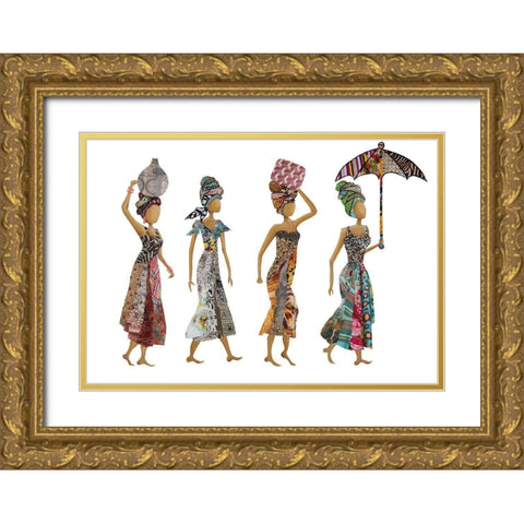 Xhose Woman Group Gold Ornate Wood Framed Art Print with Double Matting by Ritter, Gina
