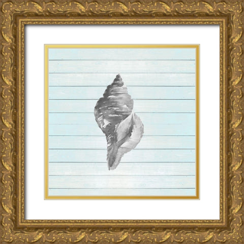 Coastal on Blue Wood I Gold Ornate Wood Framed Art Print with Double Matting by DeRice, Julie
