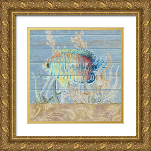 Ocean Floor Blue Square II Gold Ornate Wood Framed Art Print with Double Matting by Gaynor, Janice