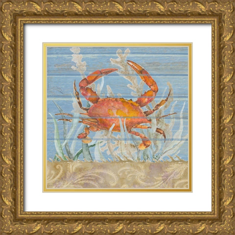 Ocean Floor Blue Square III Gold Ornate Wood Framed Art Print with Double Matting by Gaynor, Janice