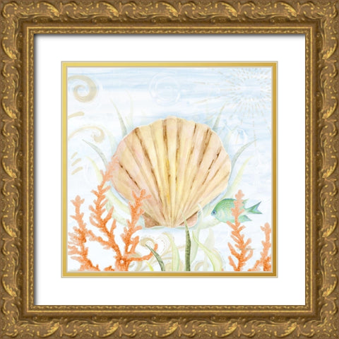 Ocean Life Shell Gold Ornate Wood Framed Art Print with Double Matting by Gaynor, Janice