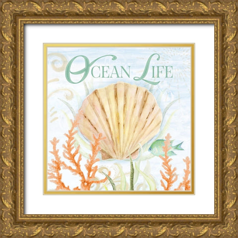 Ocean Life Gold Ornate Wood Framed Art Print with Double Matting by Gaynor, Janice